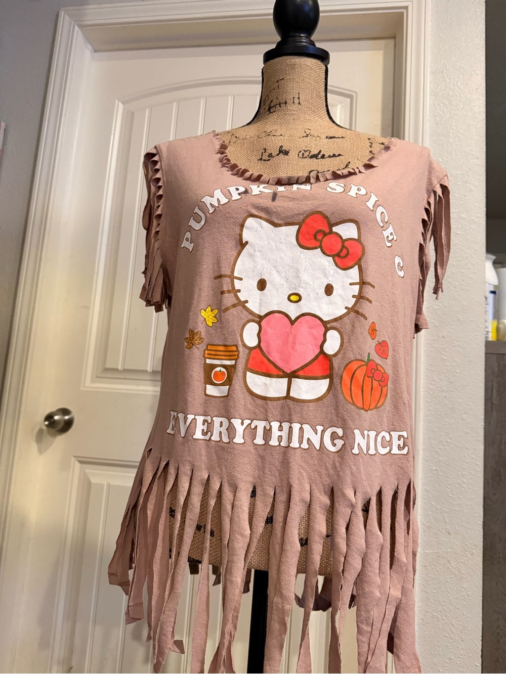Hello Kitty Pink Pumpkin Spice Fringe Tee